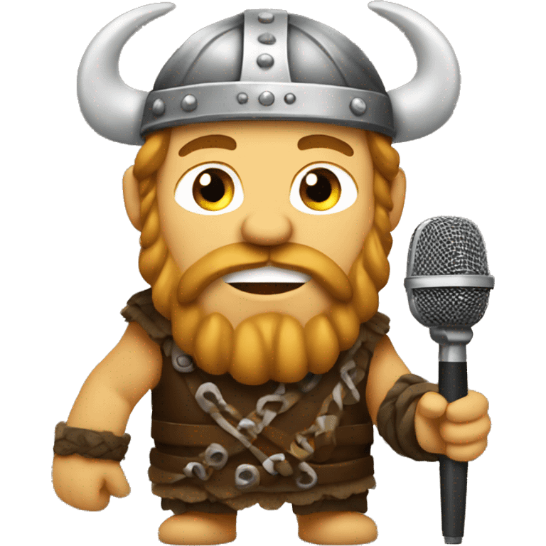 viking with microphone emoji