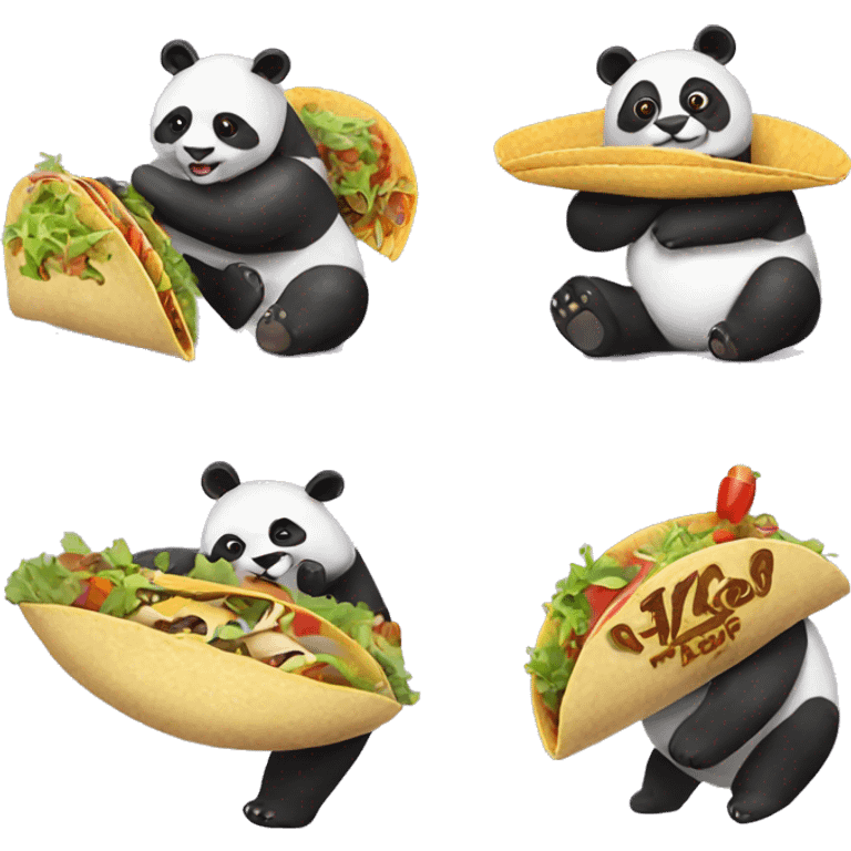 Panda with a tacos with a cat on its back emoji