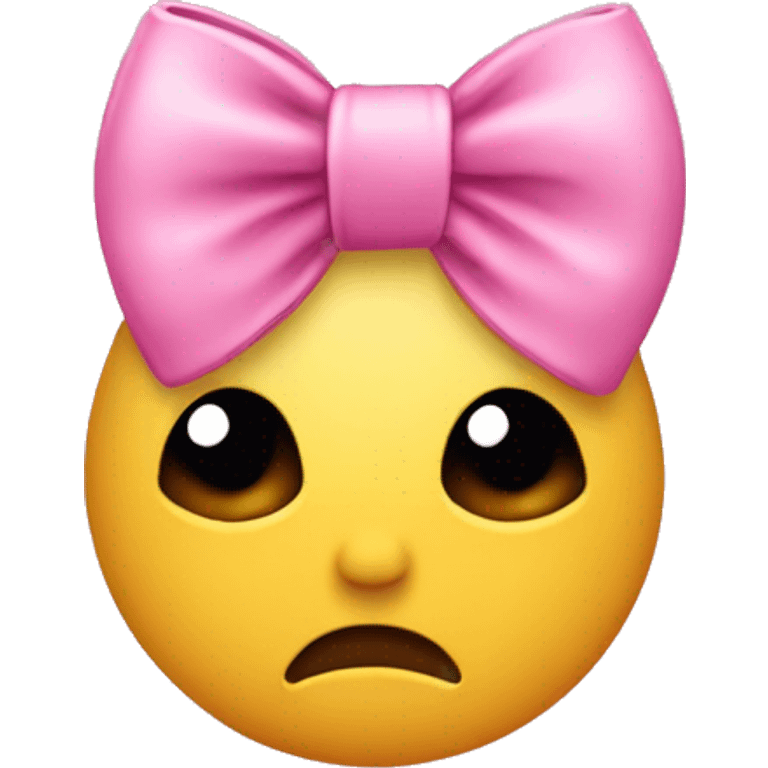 Sad emoji with a pink bow on their head emoji