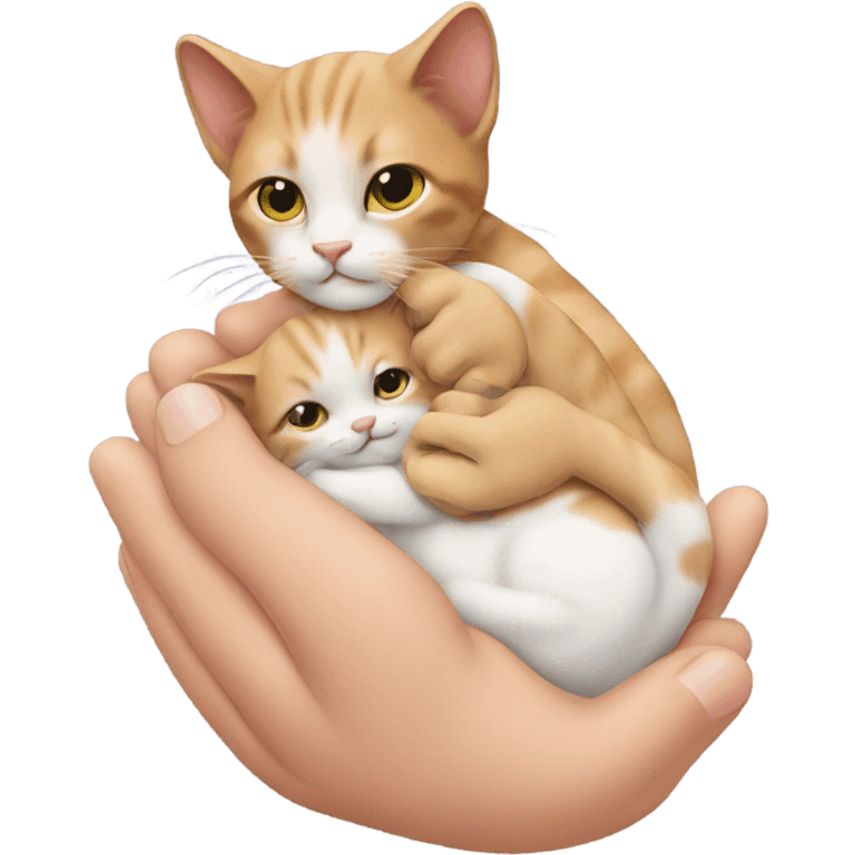 A cat holding a baby emoji