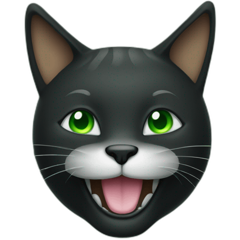 Black and green happy cat face emoji