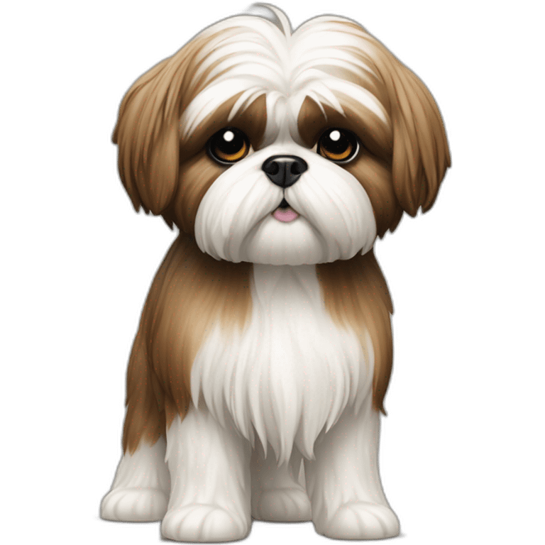 Dog Shih Tzu with long wool full-height stand up emoji