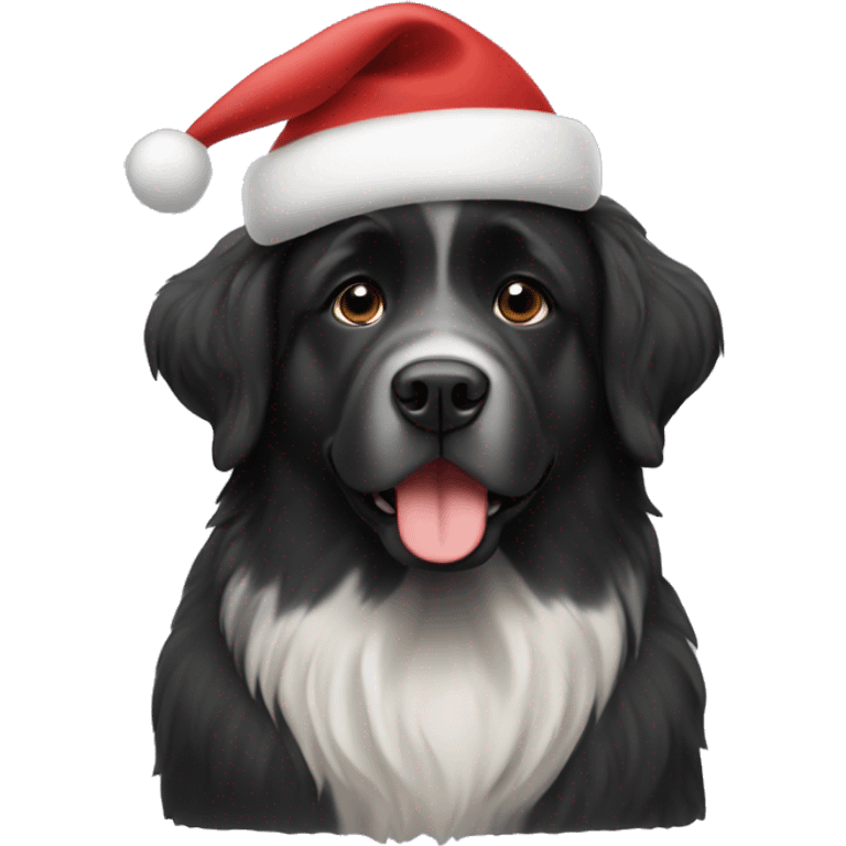 newfoundland dog with christmas hat emoji