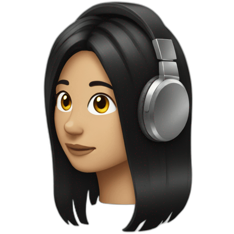 black hair - headphones emoji