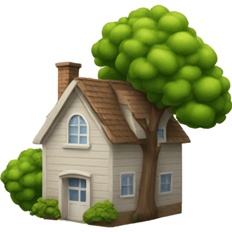 A house with a tree on it emoji