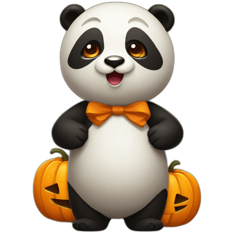 panda dressed as a pumpkin emoji