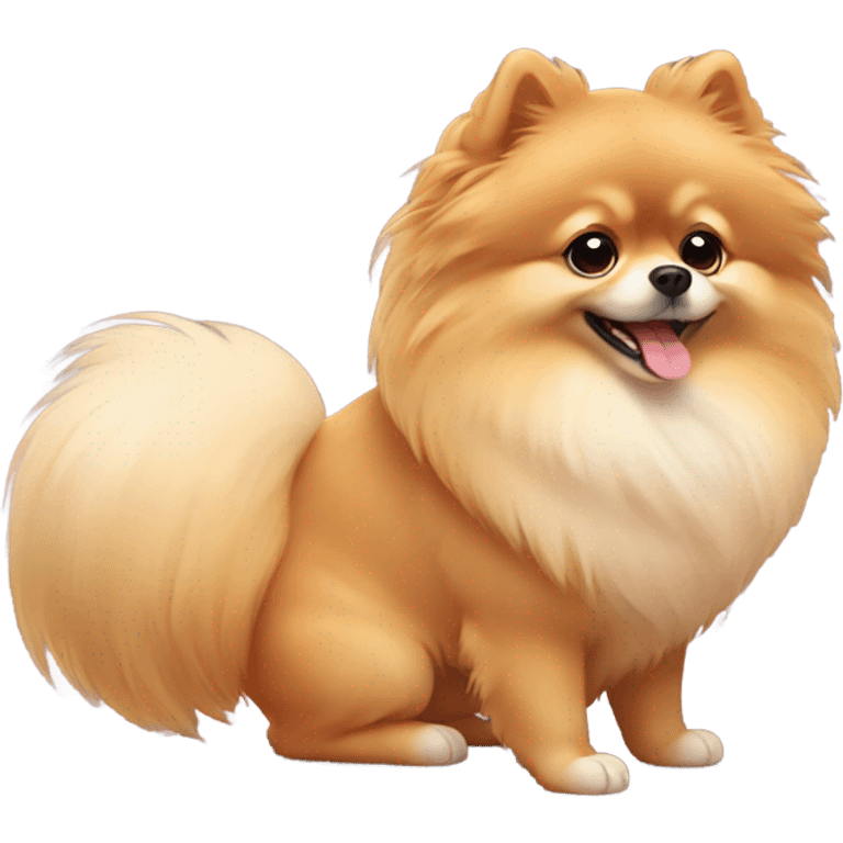 cute Pomeranian stretching emoji