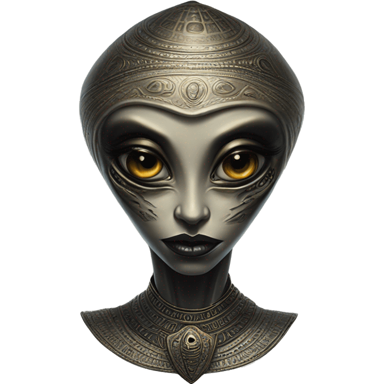 Mysterious UFO alien in Aladdin style, oil paint, black eyes, intricate lips, masterpiece portrait, beautiful, desirable, logical, Arabic emoji