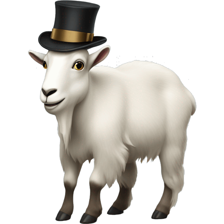 Mountain Goat wearing a top hat emoji