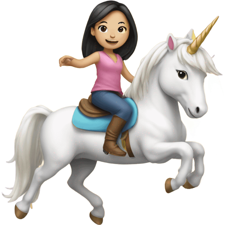 asian girl riding unicorn emoji