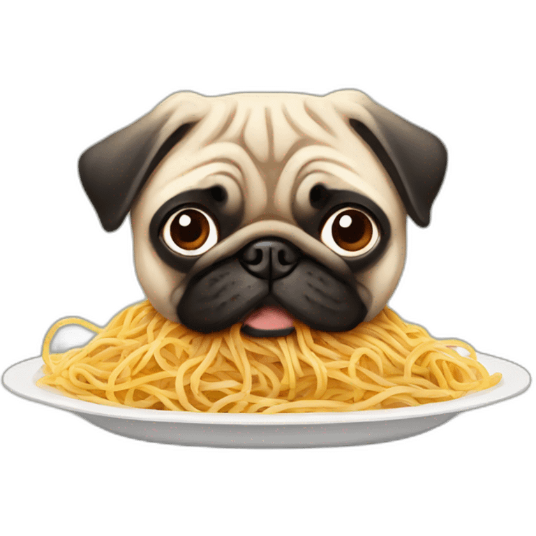 Pug eating spaghetti emoji