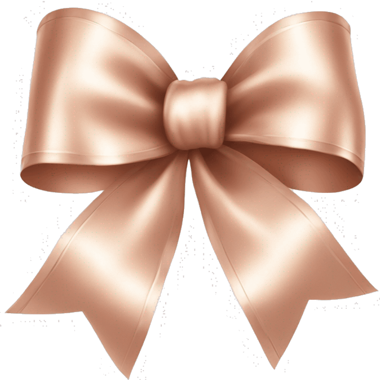 Realistic isolated rose gold ribbon bow with edges of the bow lined with white fur. emoji