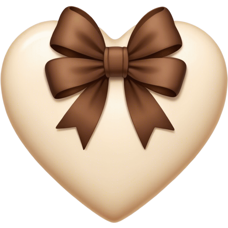 Cream heart with brown bow emoji