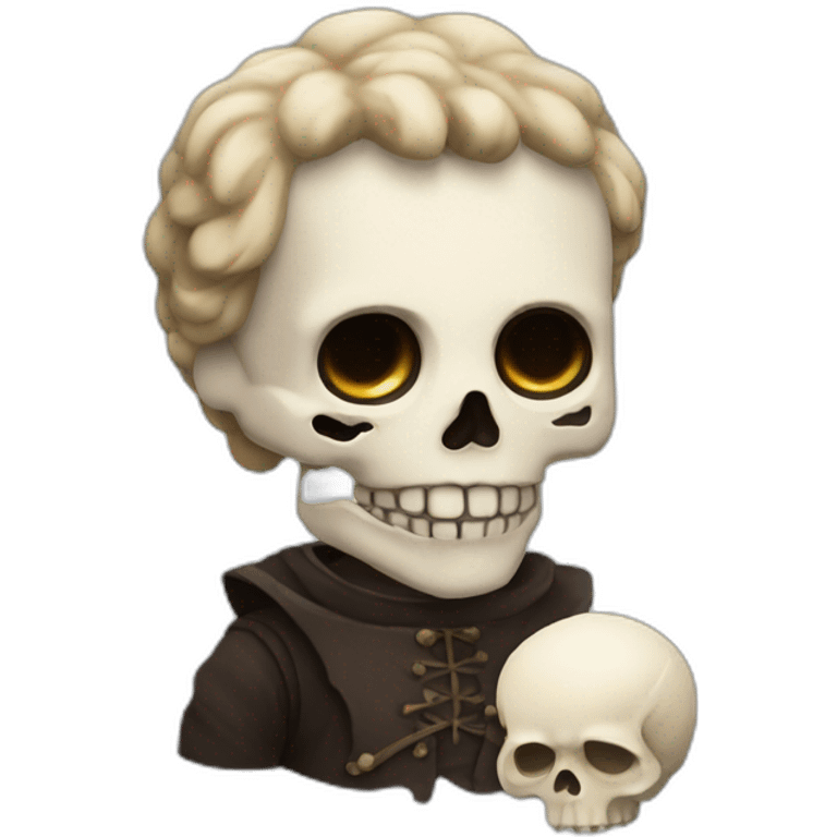 Hamlet with skull on hand emoji