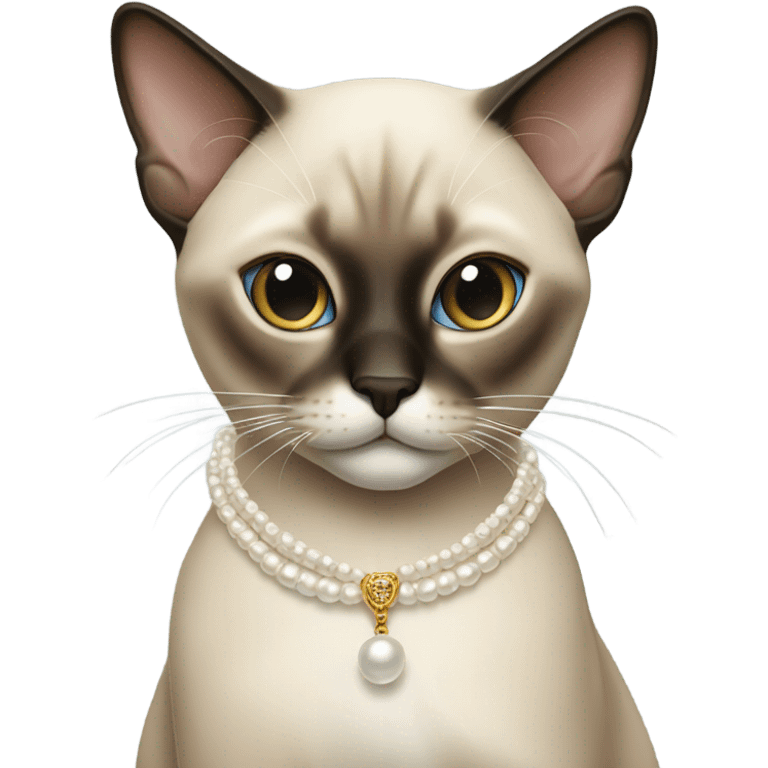 Siamese cat with pearl necklace  emoji