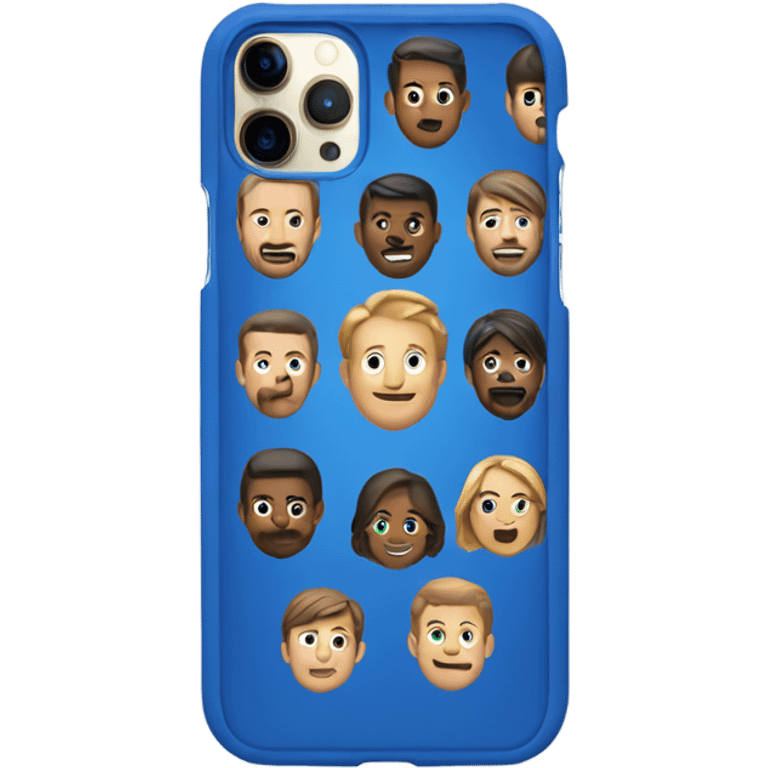 Iphone 15 pro in blue case emoji