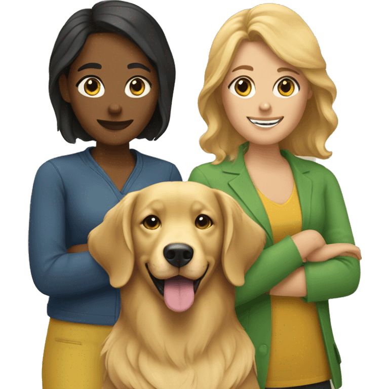 two women with a golden retriever  emoji