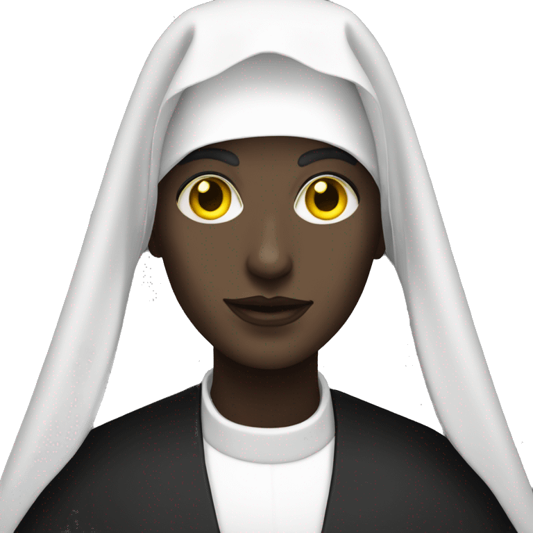 monochrome nun portrait with yellow eyes emoji