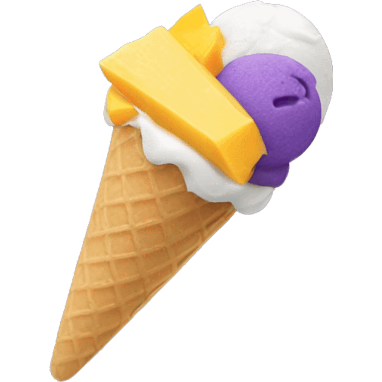 ube ice cream with coconut and mango emoji