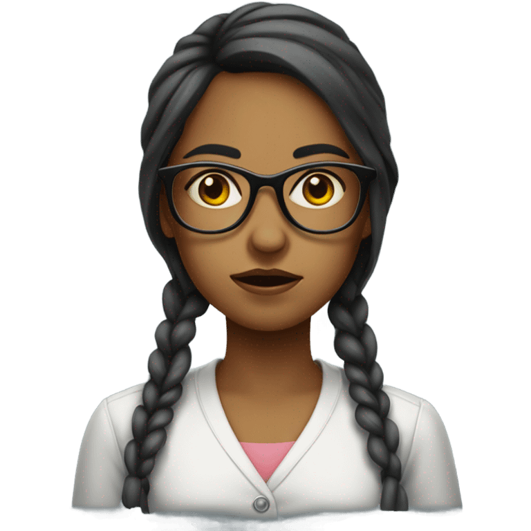 portrait of a girl with glasses sick emoji