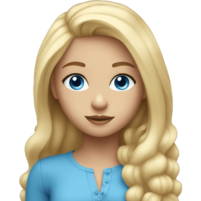 blonde girl with blue eyes in love emoji