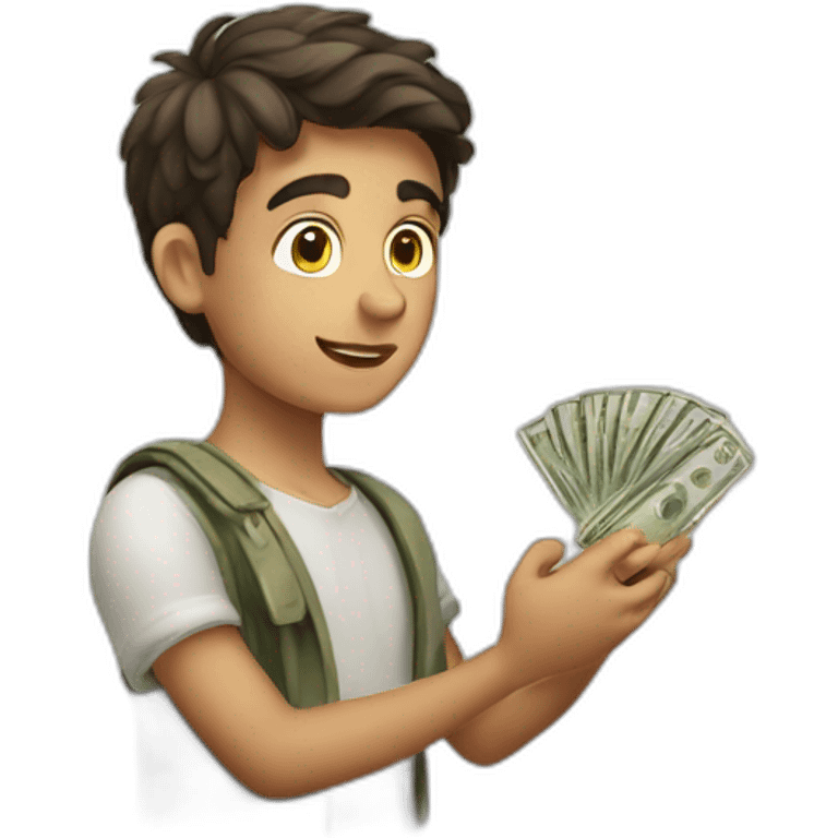 A Greek boy counting money  emoji