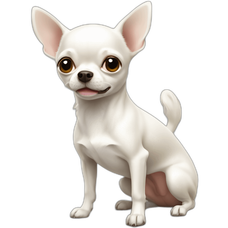 white chihuahua making poo emoji