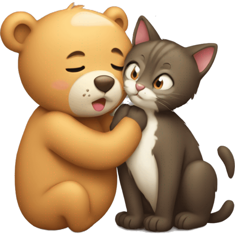 Bear kisses cat emoji