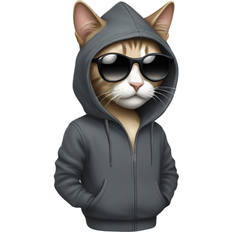 Cat wearing drip hoodie and sunglasses  emoji