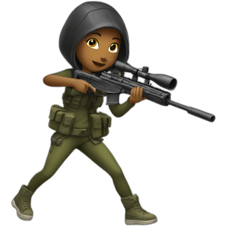 dancing woman holding a sniper rifle emoji