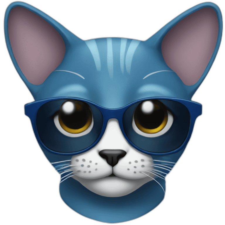 a blue kawaï cat round ears wearing sunglasses emoji