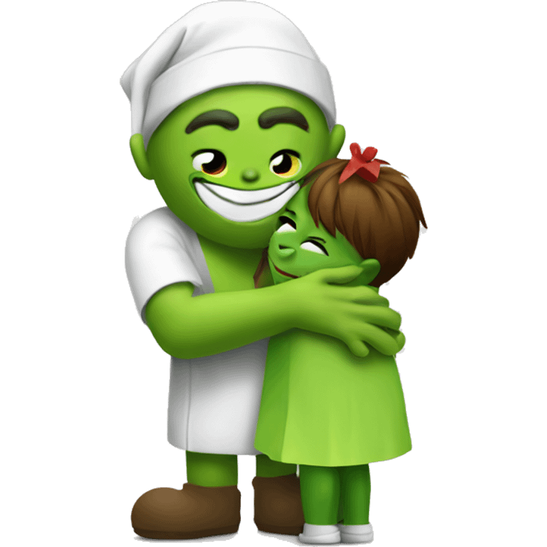 Grinch hugging a nurse emoji