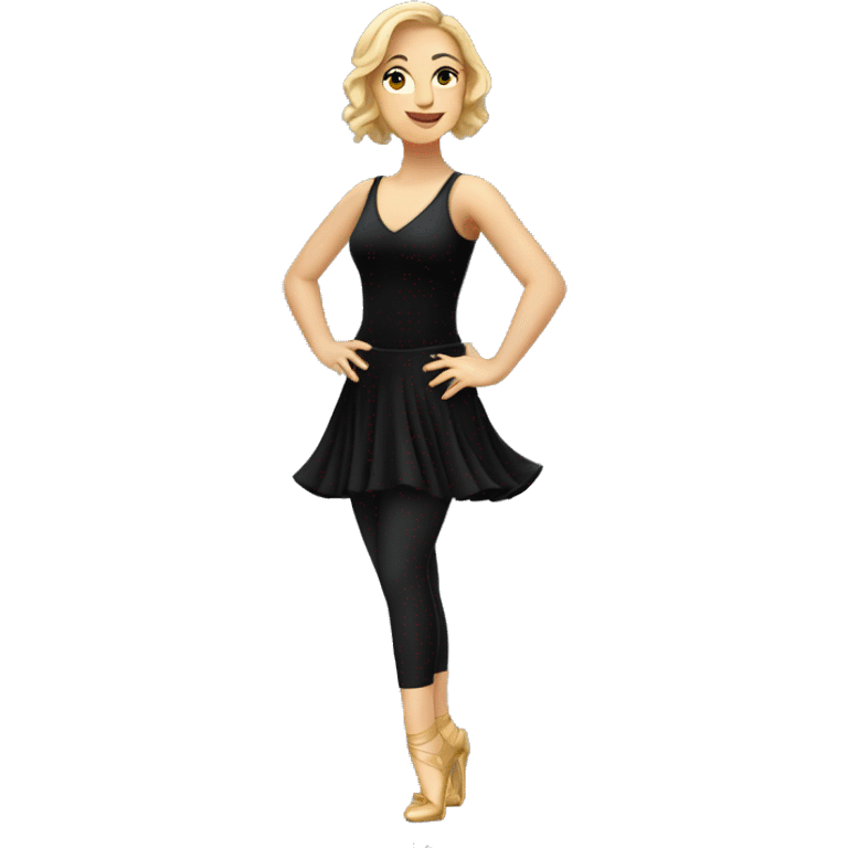 caucasian woman jazz dancer black attire emoji