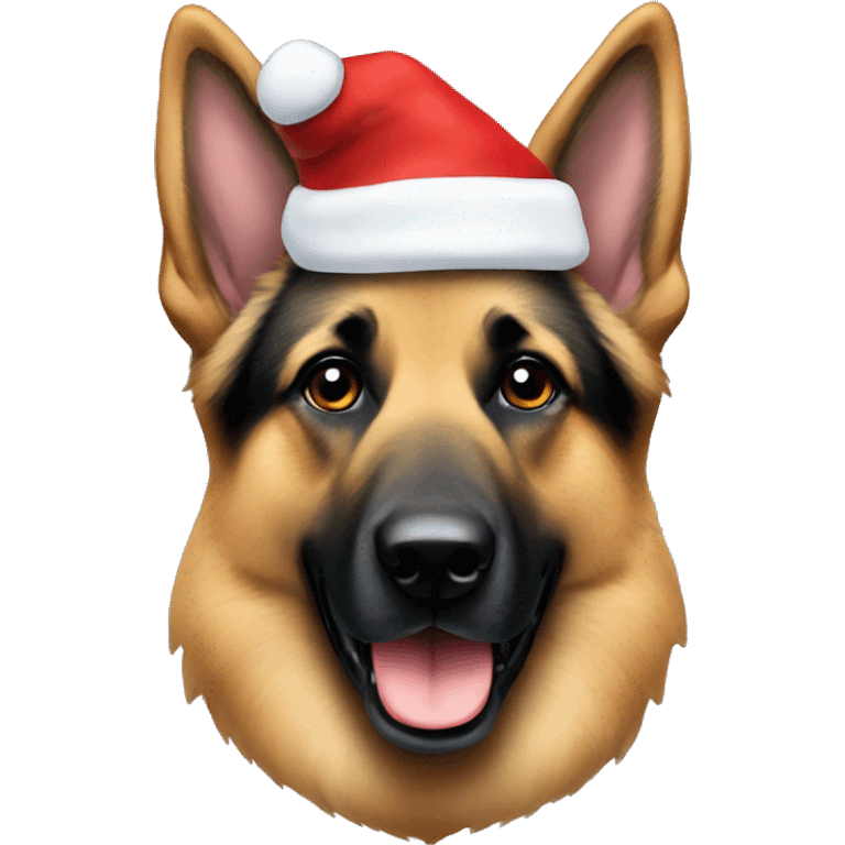 German shepherd with Santa hat emoji