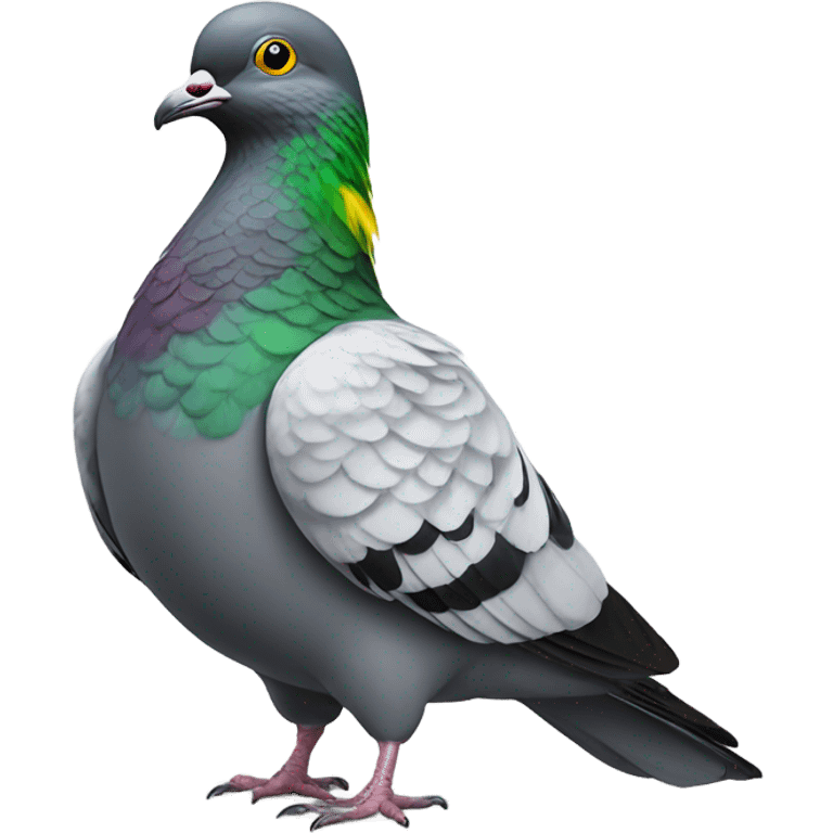 Realistic pigeon: yellow - green emoji