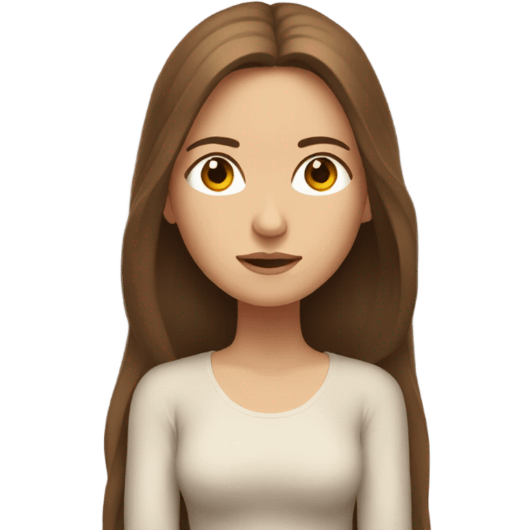 a white girl with long brown hair is meditating emoji