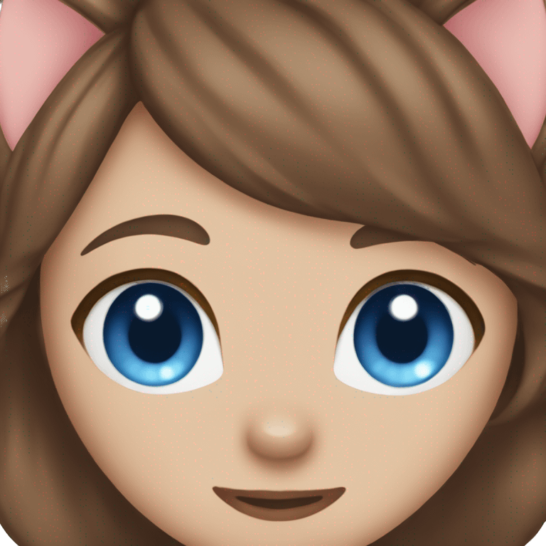 Heart face emoji brown hair blue eyes cat ears emoji