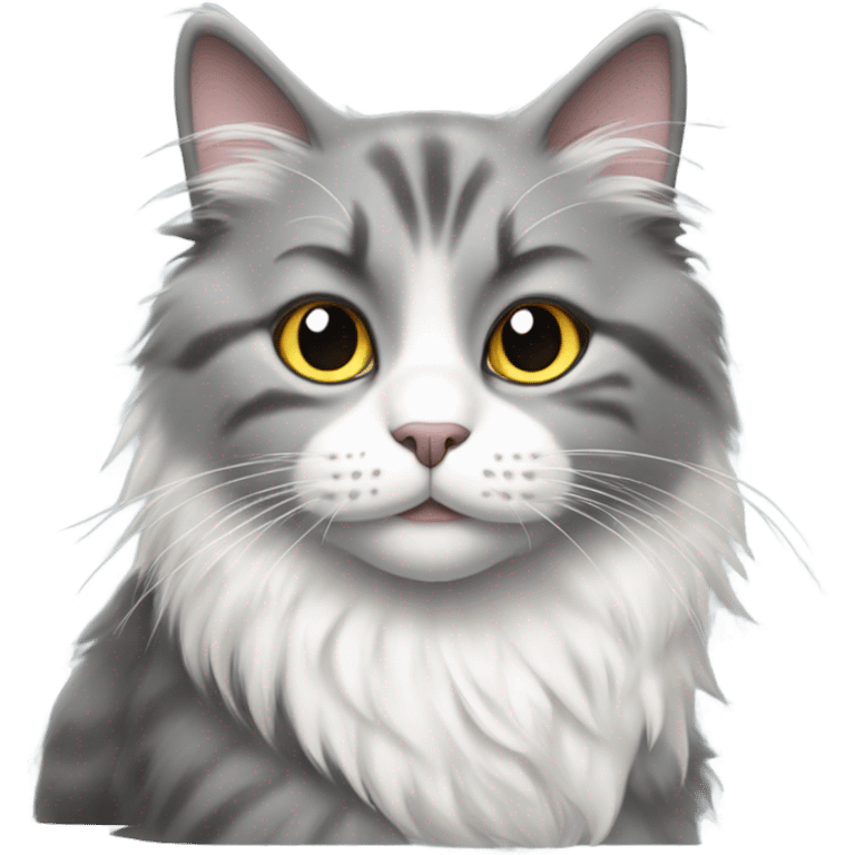 Gray and white fluffy cat emoji