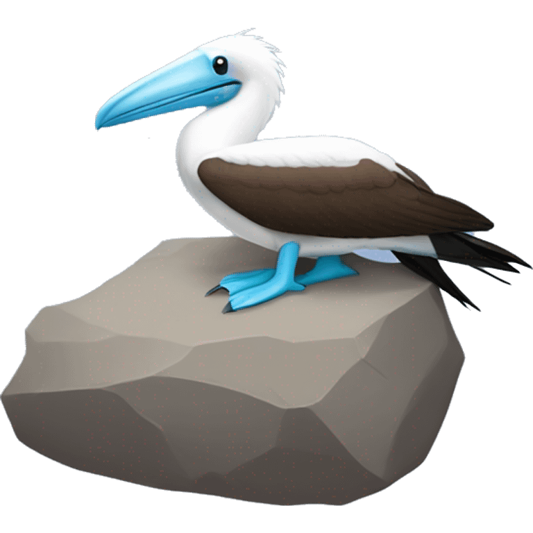 blue footed booby sleeping on a rock emoji