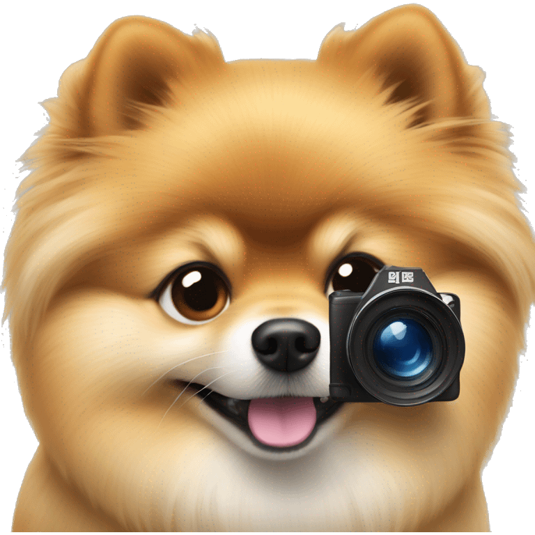 pomeranian taking a photo emoji