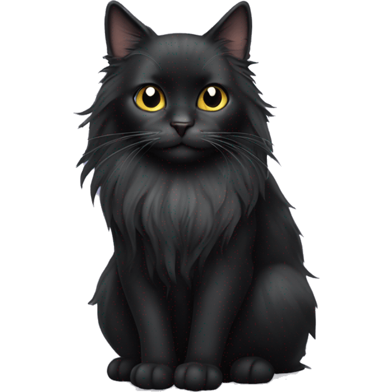 black cat domestic long-haired with white spot emoji