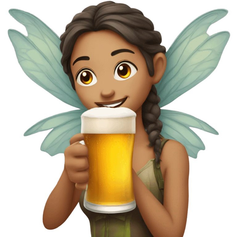 Fairy drinking a beer emoji