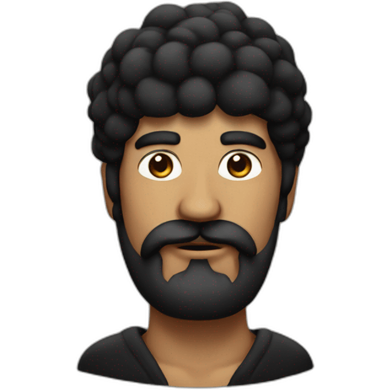 man with long mustache in black fur headdress around head emoji