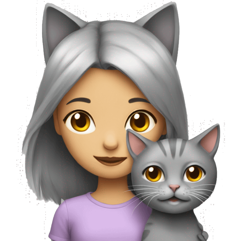 grey kitty with girl emoji