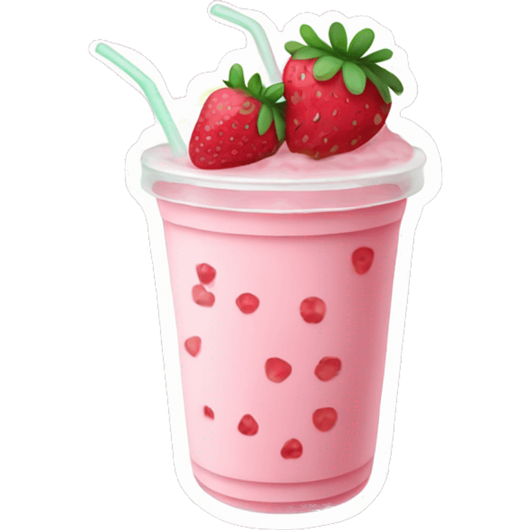 Light pink boba with strawberries  emoji