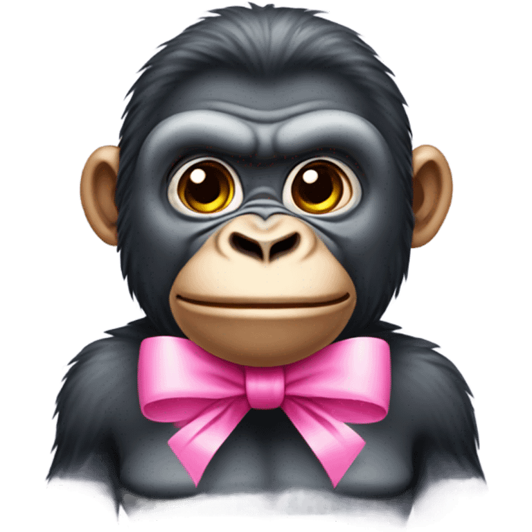 Gorilla with pink bow by ear emoji