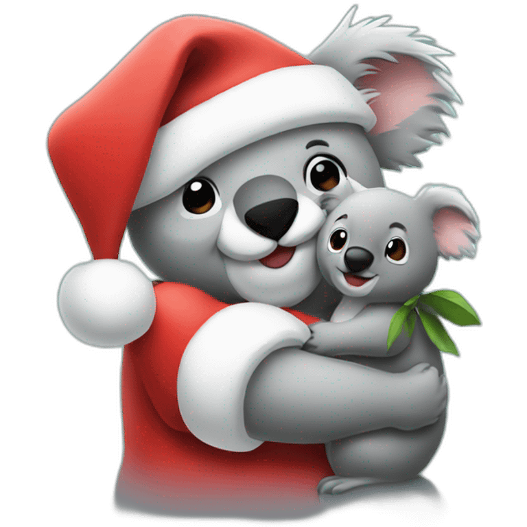 Santa hugging a koala emoji