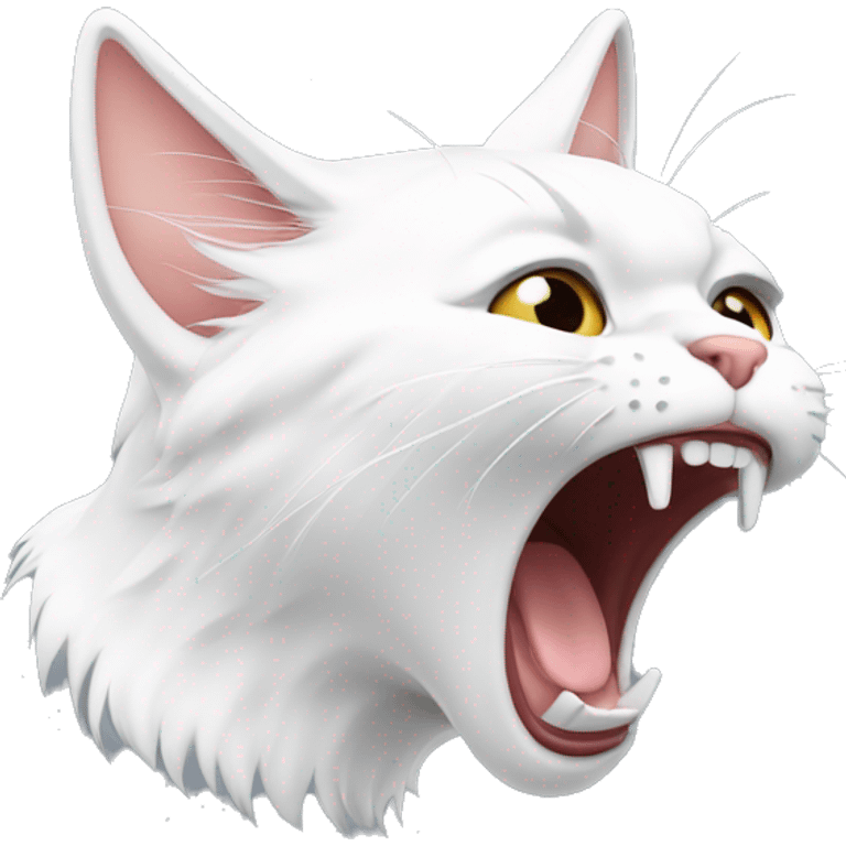 Screaming cat, white fur, Zylinder  emoji