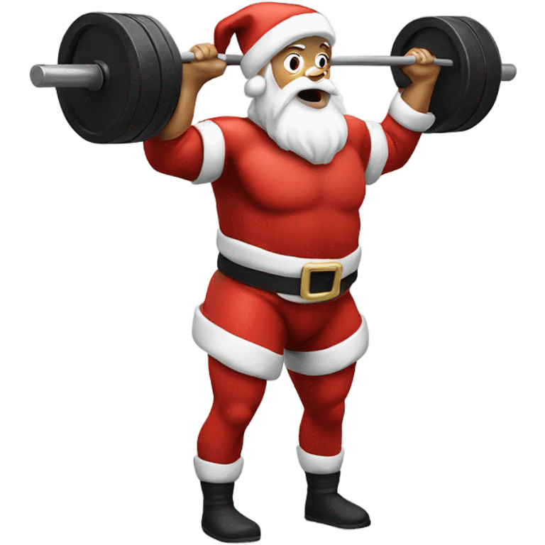 Santa doing back squats emoji