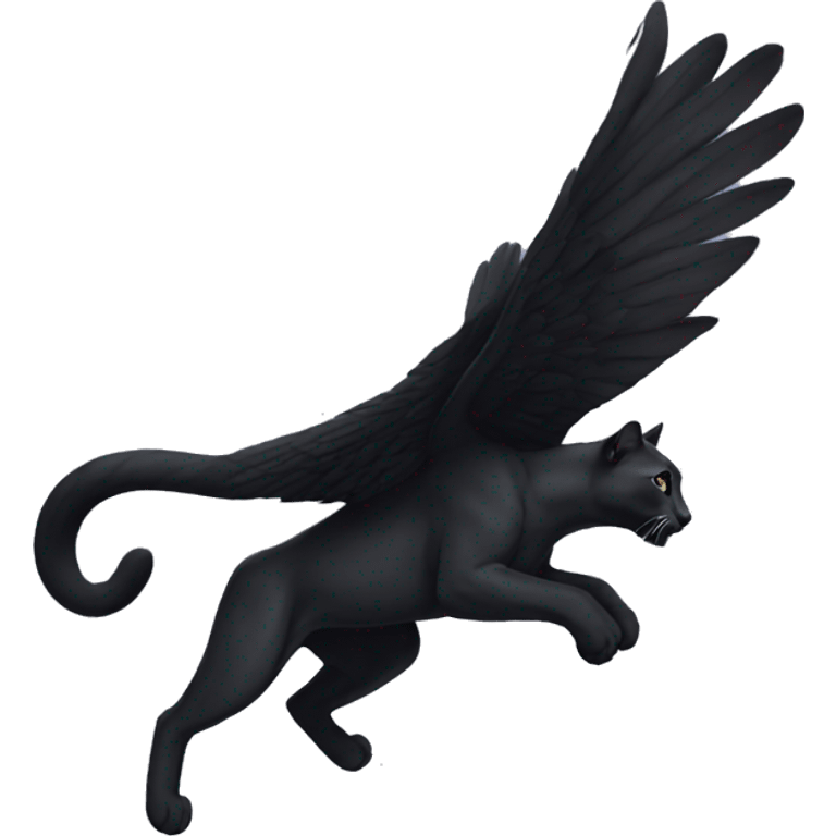 winged black puma flying emoji